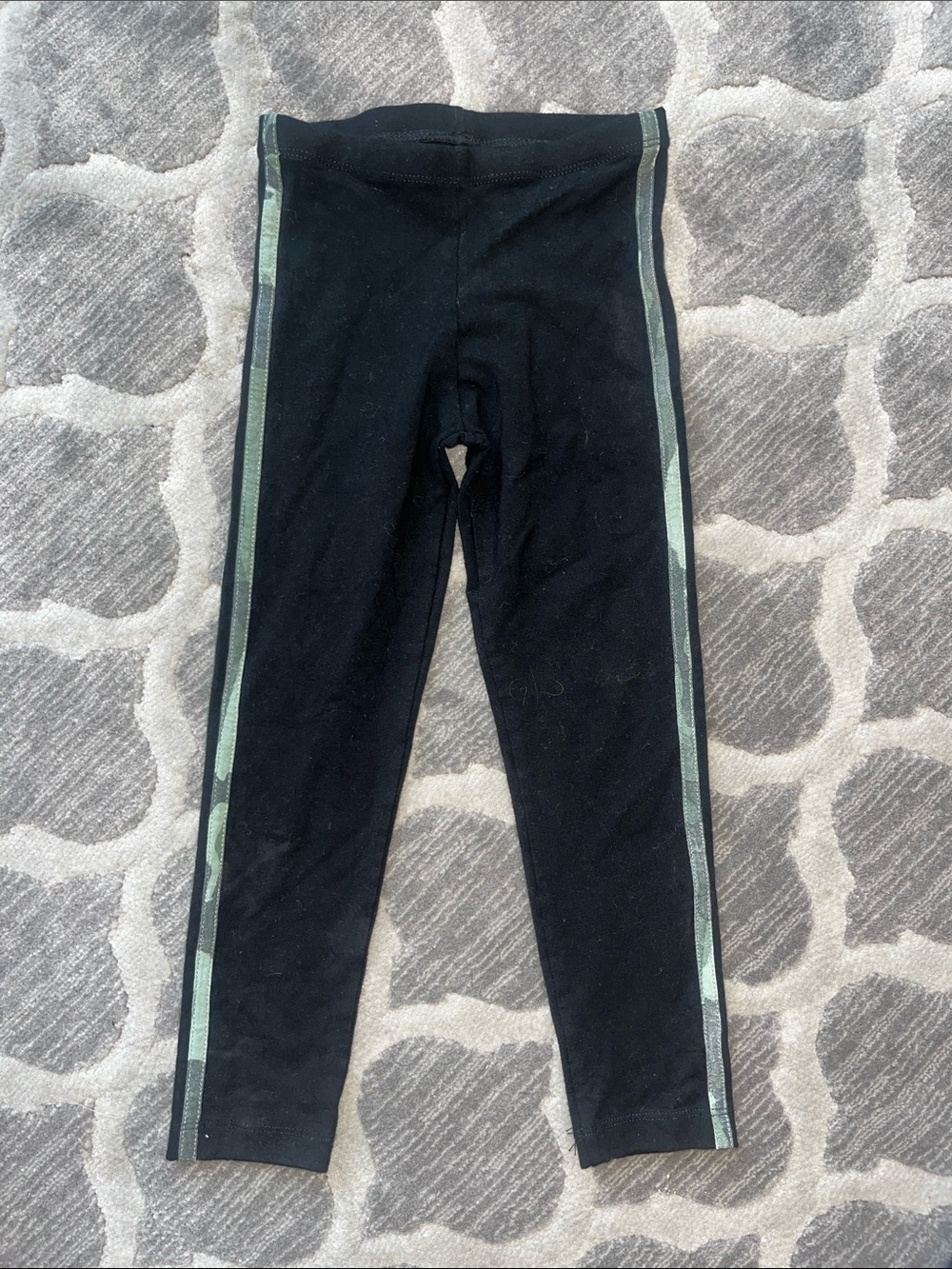 Flowers by Zoe Black Leggings with Green  camo Side Stripe